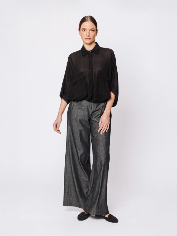 Oversized shirt in viscose crepon