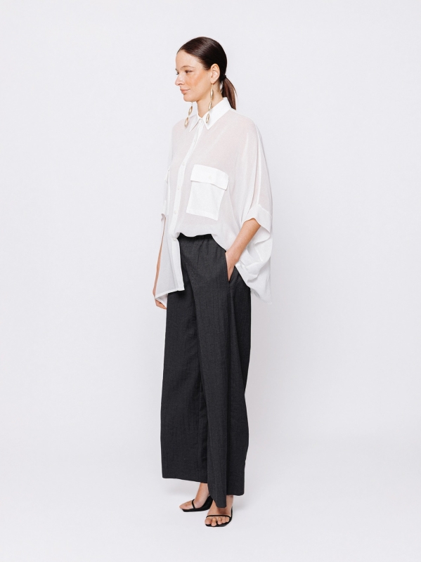 Oversized shirt in viscose crepon