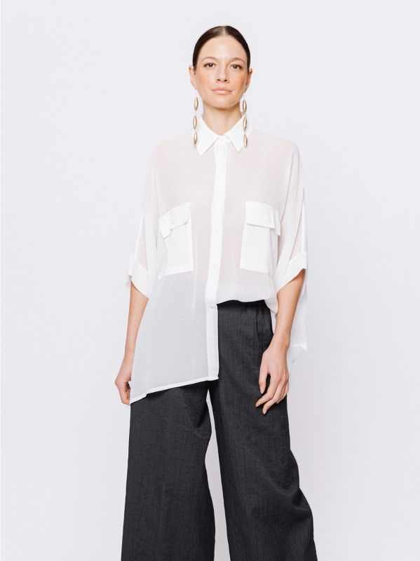 Oversized shirt in viscose crepon