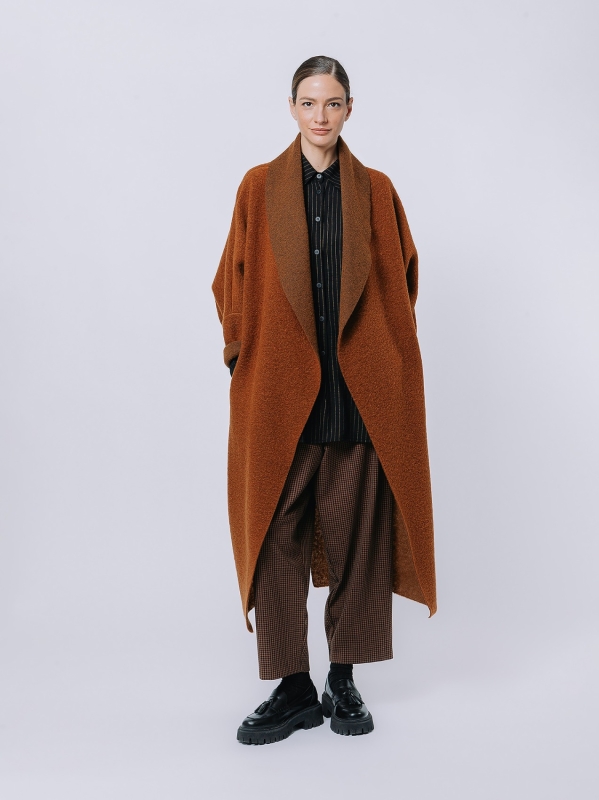 Maxi cardigan in lana cotta