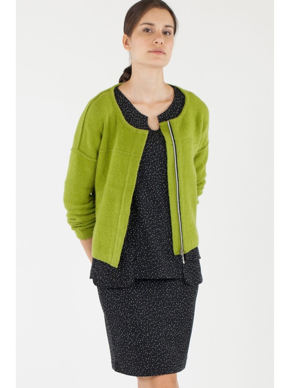 Cardigan corto in maglia con zip