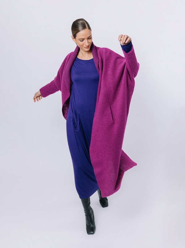Maxi cardigan in lana cotta
