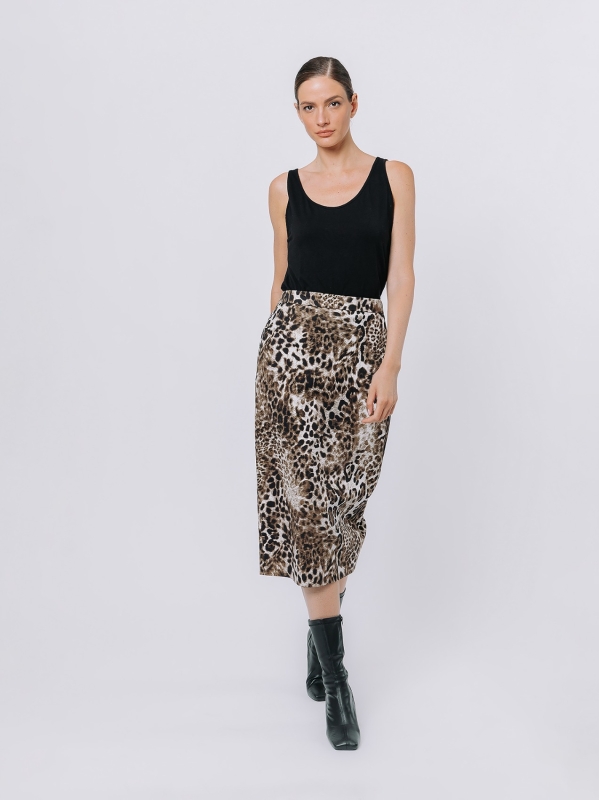 Longuette in twill di cotone animalier