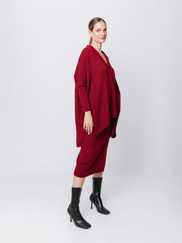 Strawberry pink shawl collar maxi sweater