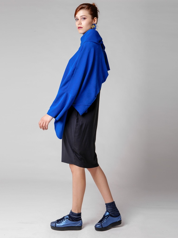 Maxi poncho in pile-Unica