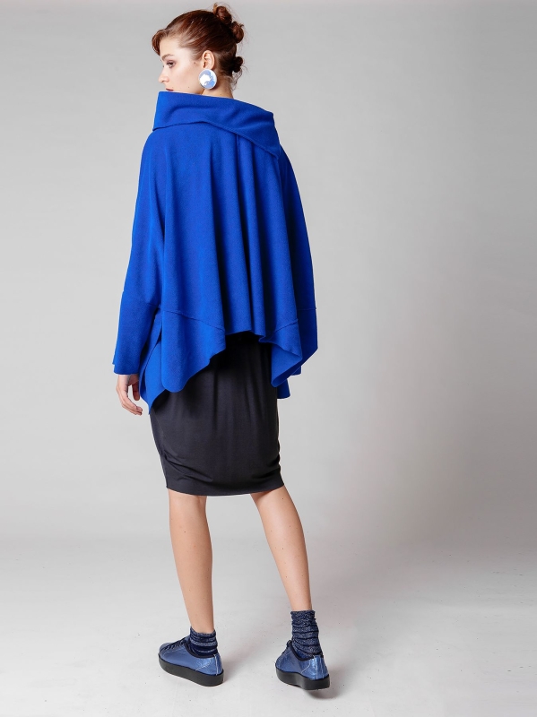 Maxi poncho in pile-Unica