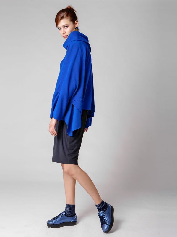 Maxi poncho in pile-Unica