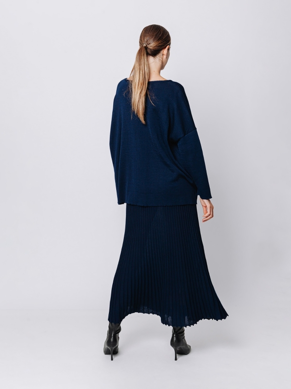 Maxi sweater in mixed wool yarn