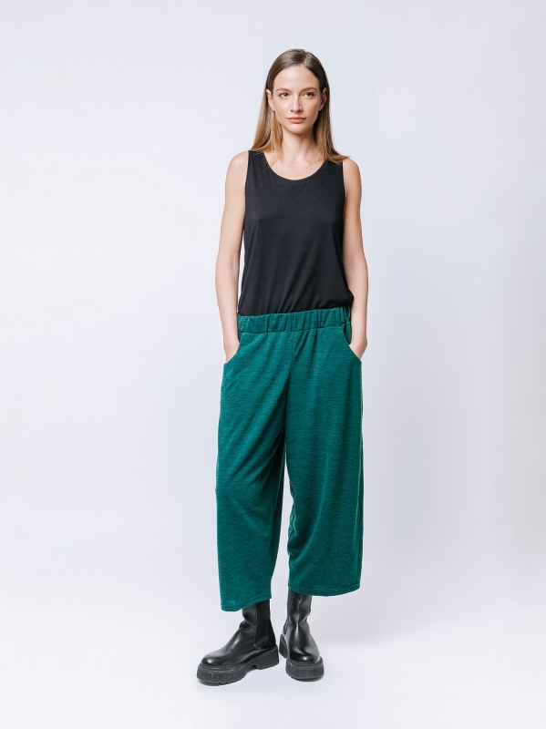 Pantalone cropped in jersey manolana con tasche