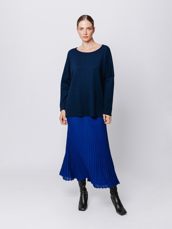 Maxi sweater in mixed wool yarn