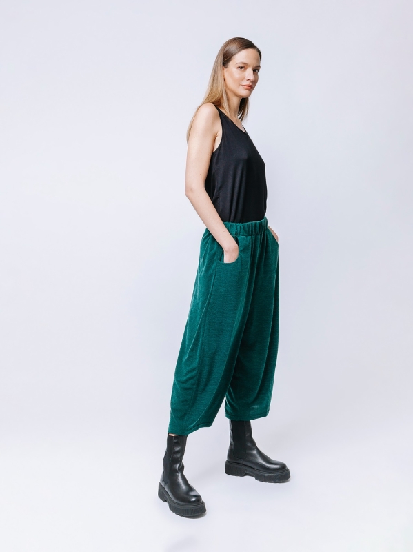 Pantalone cropped in jersey manolana con tasche