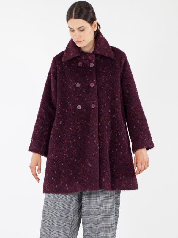 Cappotto doppiopetto a pelo lungo