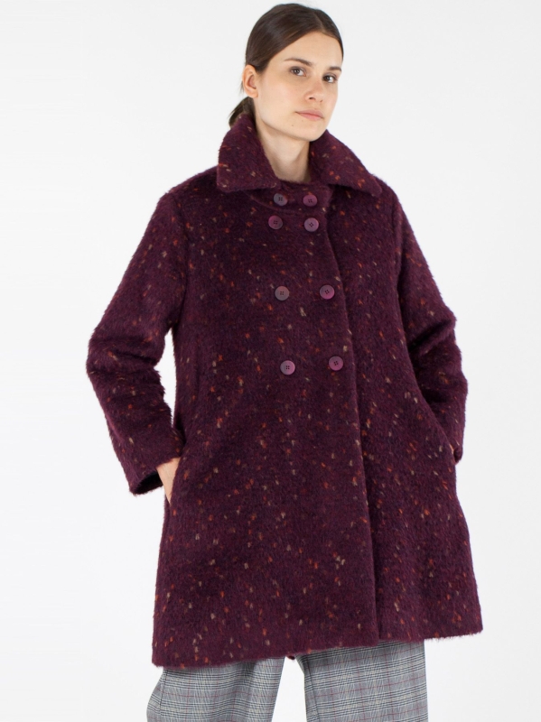 Cappotto doppiopetto a pelo lungo