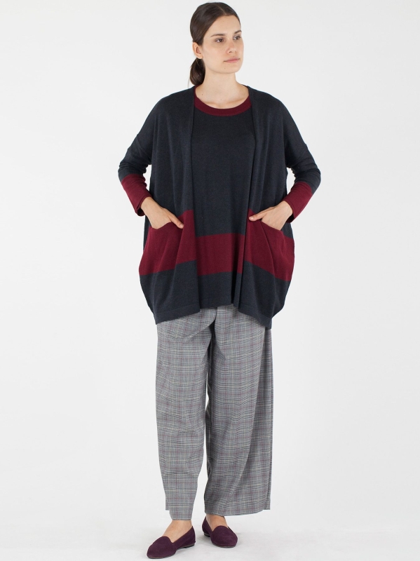 Cardigan bicolore in maglia