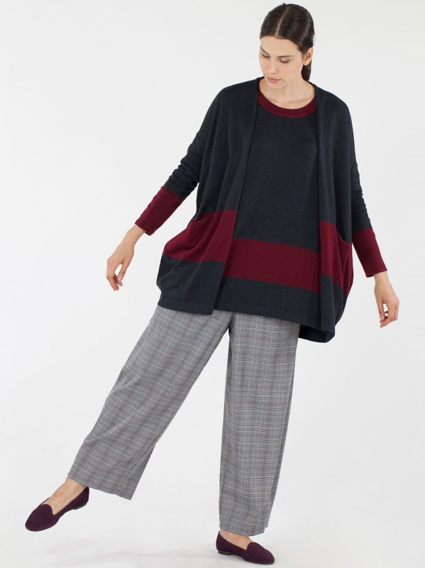Cardigan bicolore in maglia