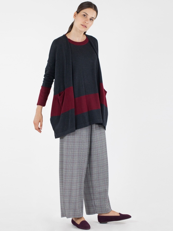 Cardigan bicolore in maglia