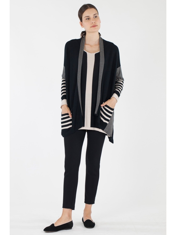 Cardigan ampio con dettaglio righe
