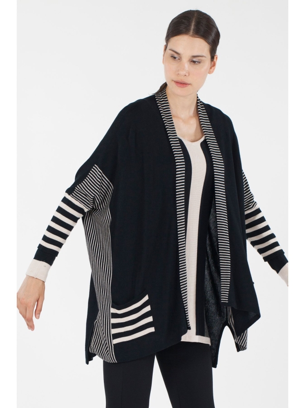 Cardigan ampio con dettaglio righe