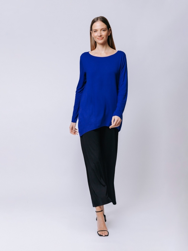 Electric Blue Cocoon t-shirt with long sleeves