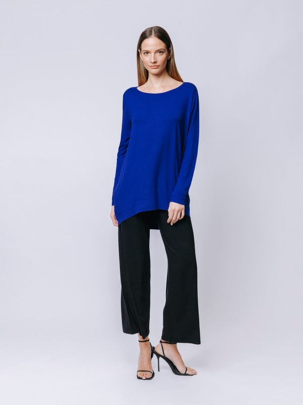 Electric Blue Cocoon t-shirt with long sleeves