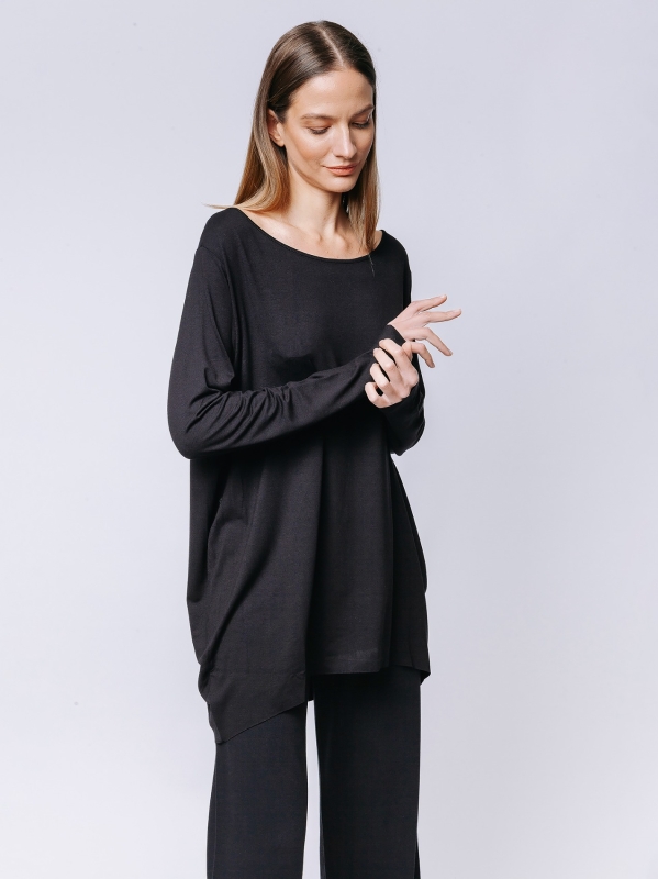 Electric Blue Cocoon t-shirt with long sleeves