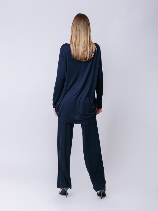 Dark Blue Cocoon t-shirt with long sleeves