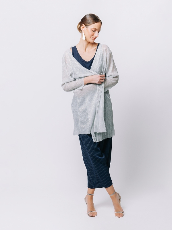 Strickjacke mit Lurex-Falten