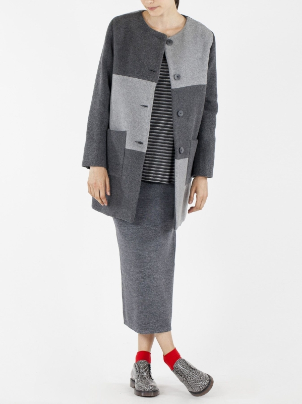 Cappotto bicolore in panno