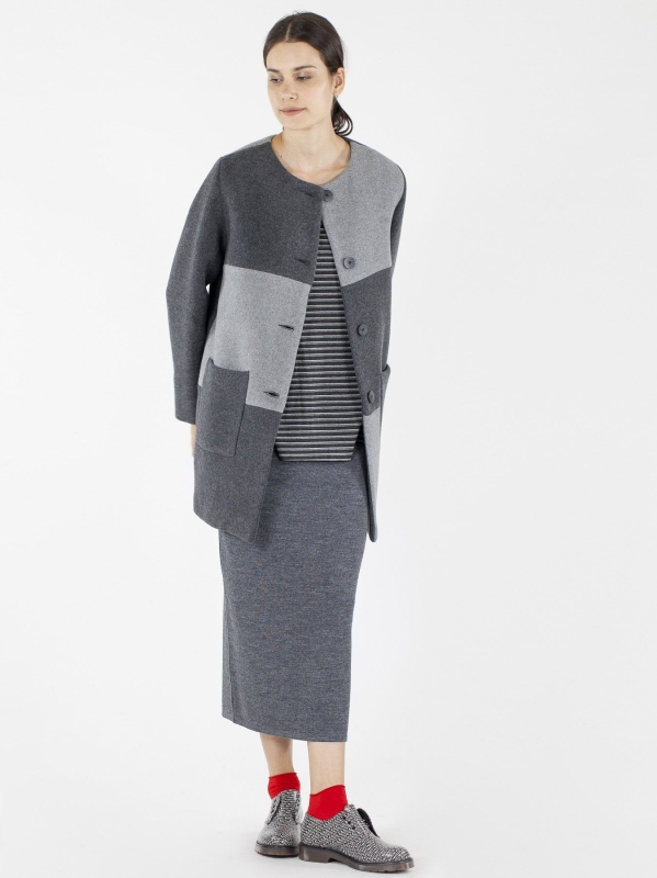 Cappotto bicolore in panno