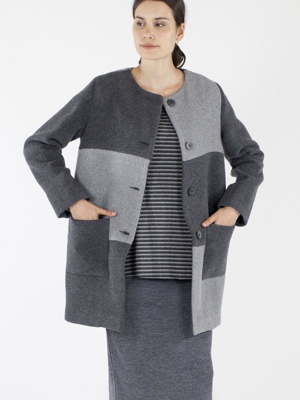 Cappotto bicolore in panno