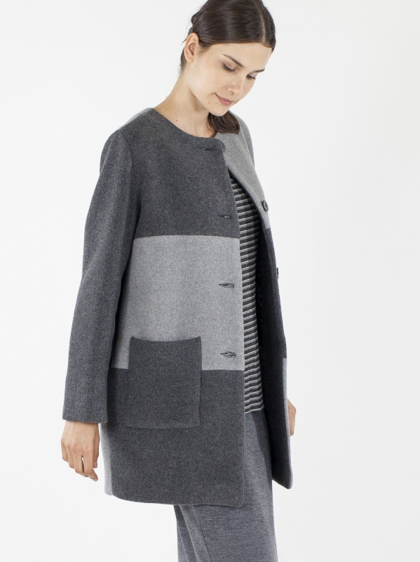 Cappotto bicolore in panno