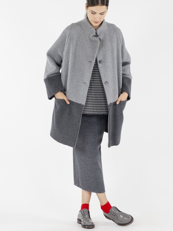 Cappotto bicolore in panno