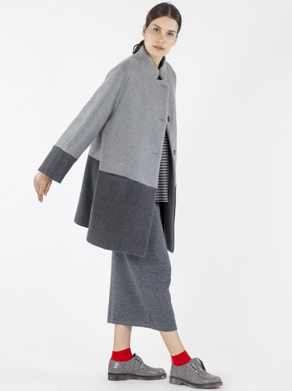 Cappotto bicolore in panno