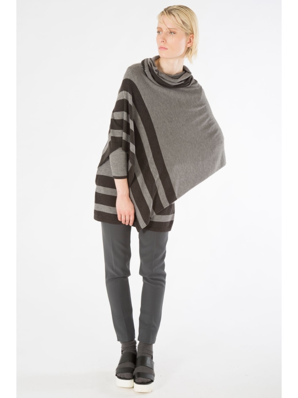 Poncho con dettaglio rigato