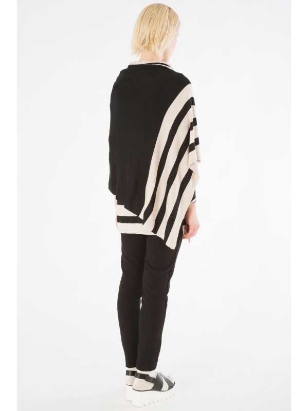 Poncho con dettaglio rigato