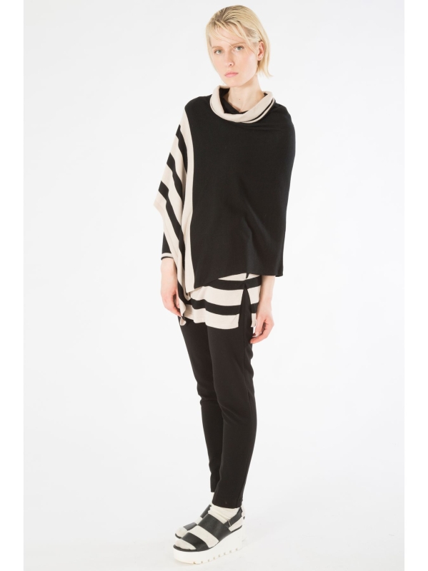 Poncho con dettaglio rigato
