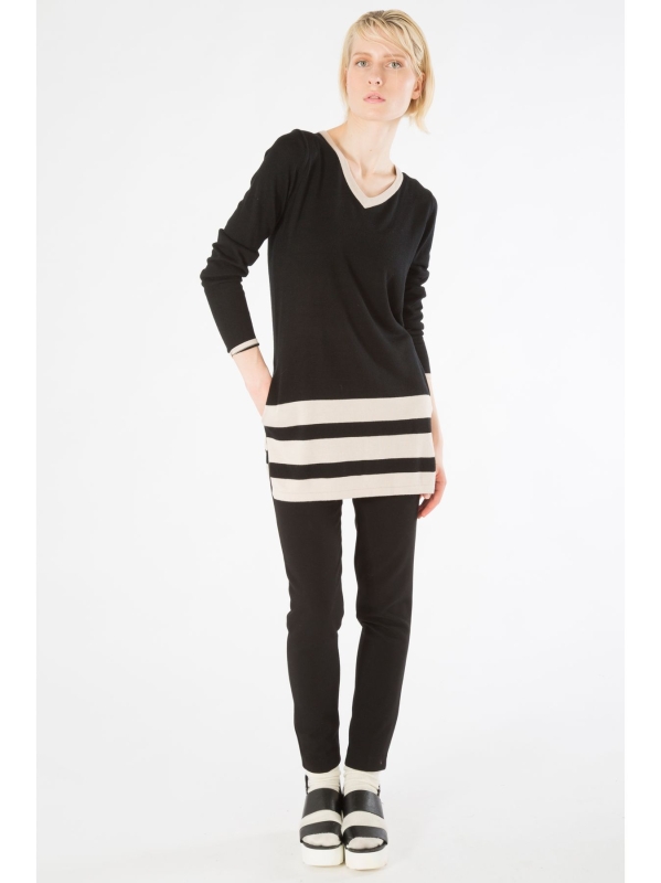 Maglia lunga con dettaglio rigato