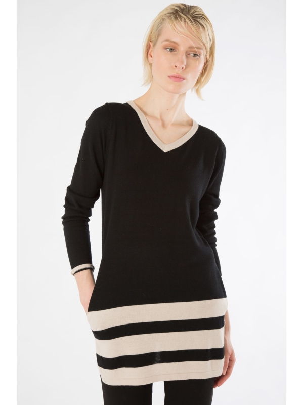 Maglia lunga con dettaglio rigato