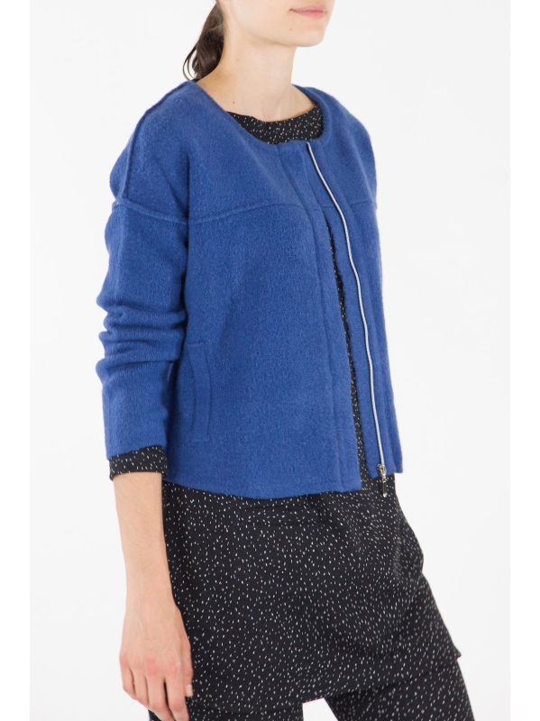 Cardigan corto in maglia con zip