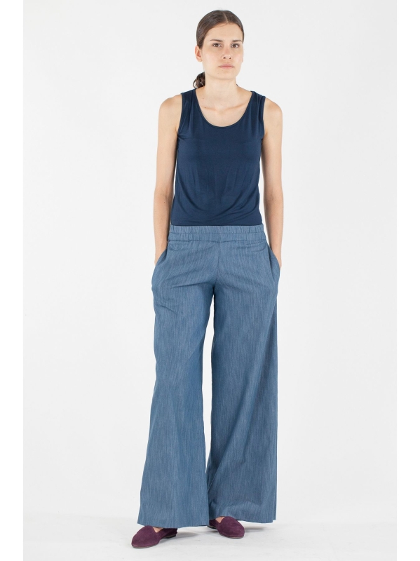 Pantalone clown in tessuto jeans stretch