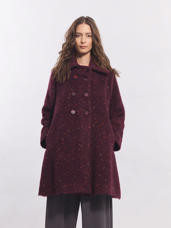 Cappotto doppiopetto a pelo lungo