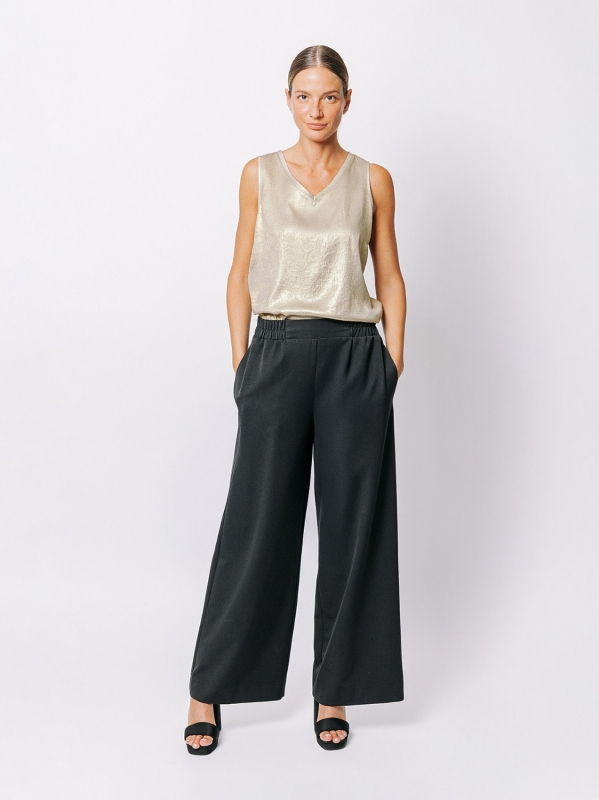Pantalone palazzo in tessuto mano lana