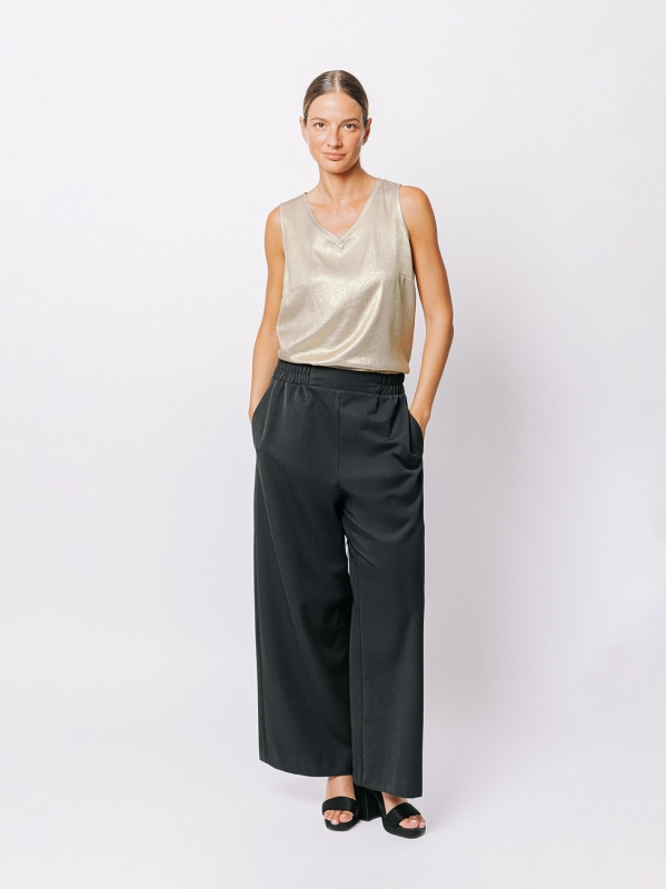 Pantalone palazzo in tessuto mano lana