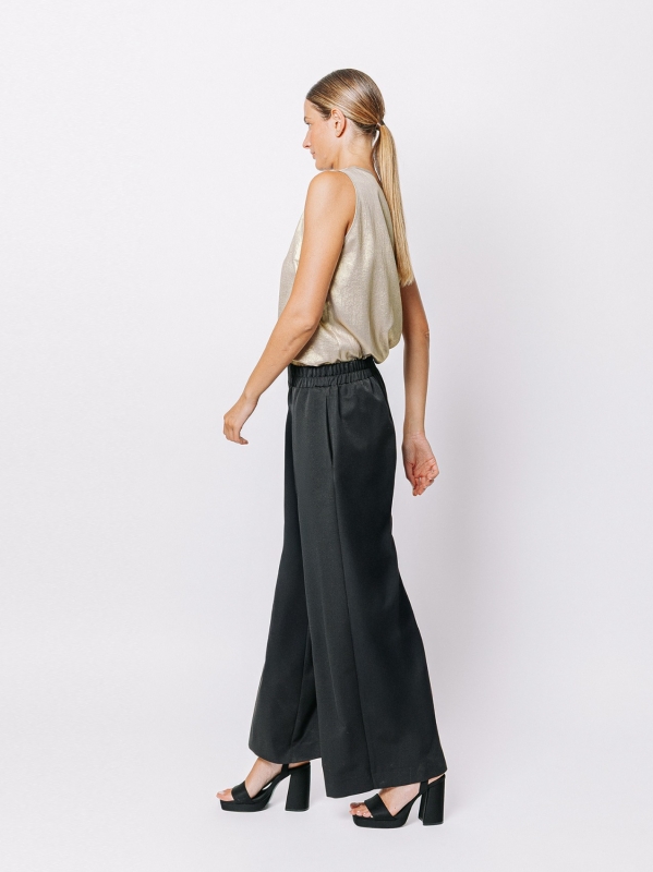 Pantalone palazzo in tessuto mano lana