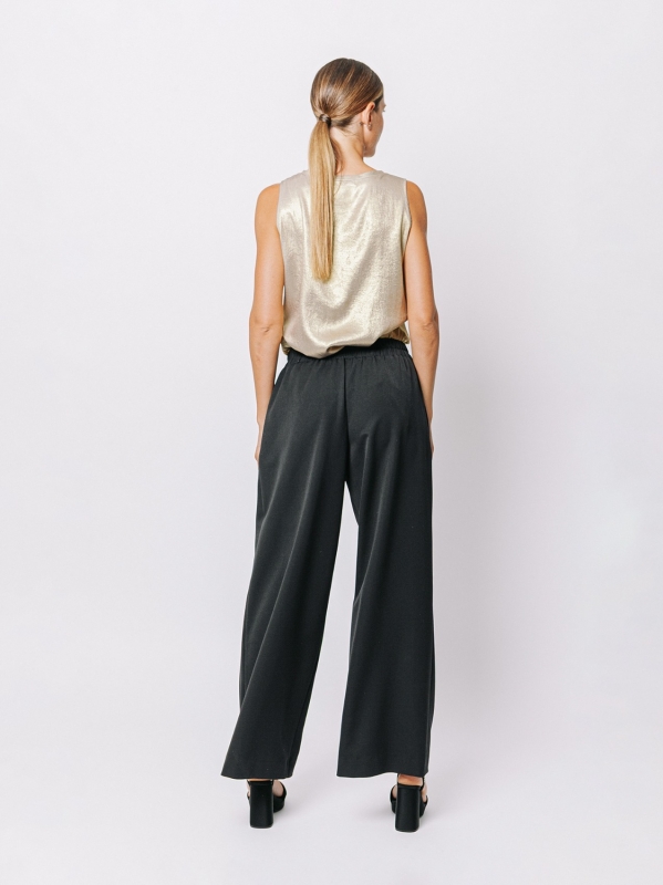 Pantalone palazzo in tessuto mano lana