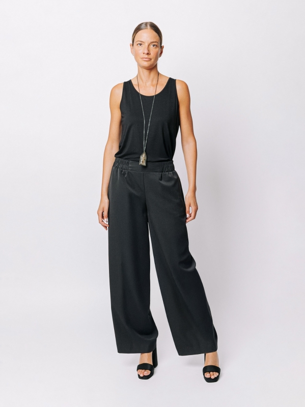 Pantalone palazzo in tessuto mano lana