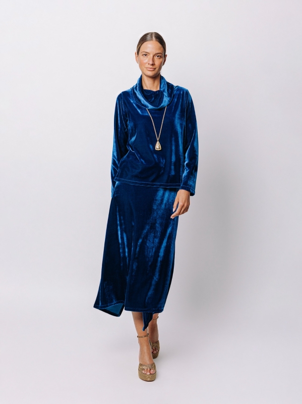 Maglia in velluto con collo ad anello