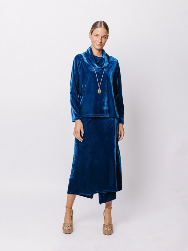 Maglia in velluto con collo ad anello