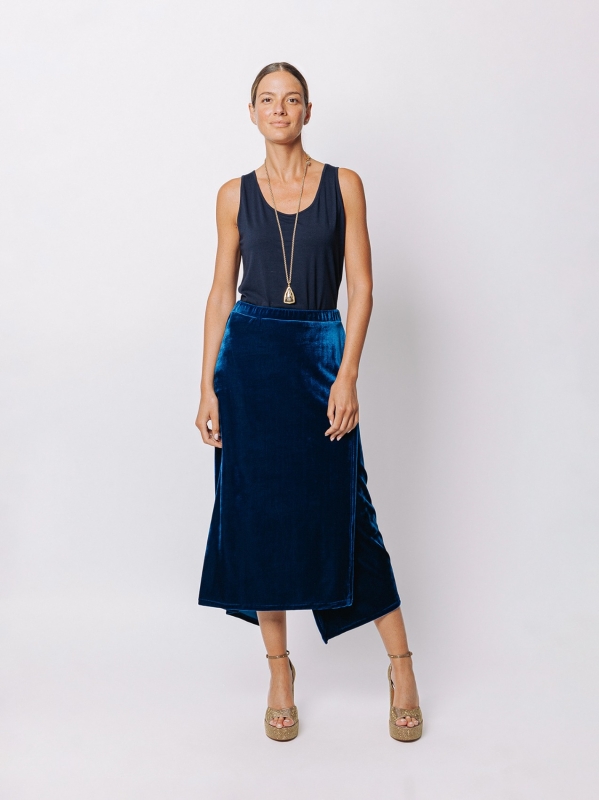 Gonna midi in velluto