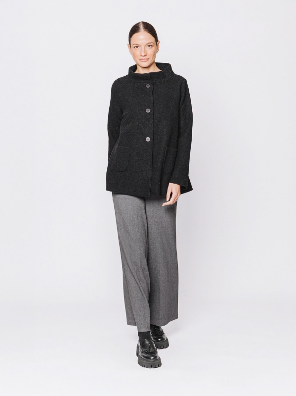 Flared jacket in boiled wool
